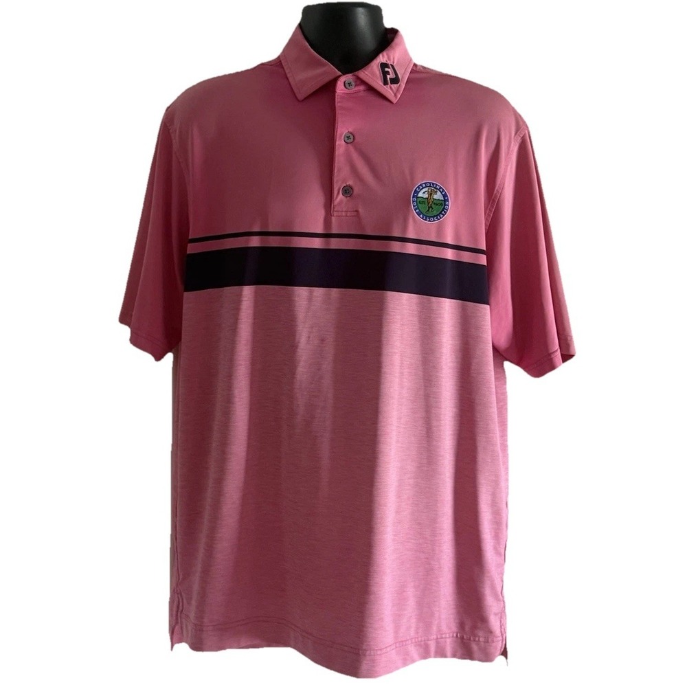 FootJoy Polo Shirt Mens Sz L  Carolina Golf Association Logo Pink/Navy
